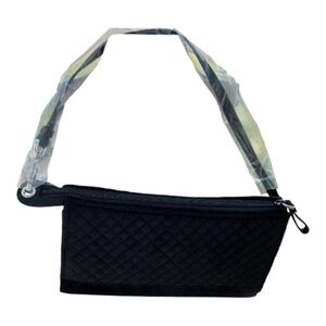 Vera Bradley Wristlet Black Velvet Iconic RFID Slim Faux leather trim strap New